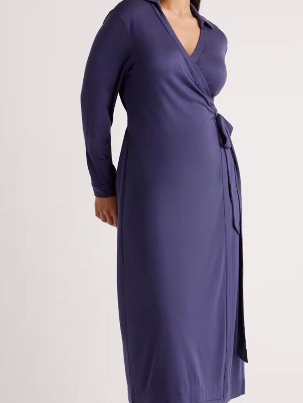 Quince 100% Silk Jersey Wrap Dress Navy Blue XL NWT Midi